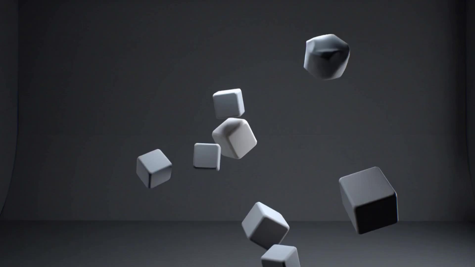 Glowing abstract geometric shapes assembling into a simple diagram.