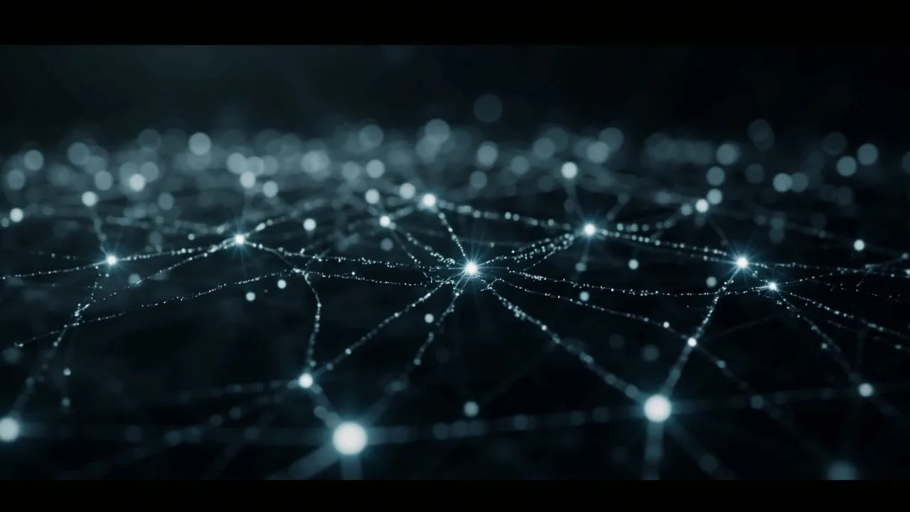 An abstract glowing network of connected nodes.