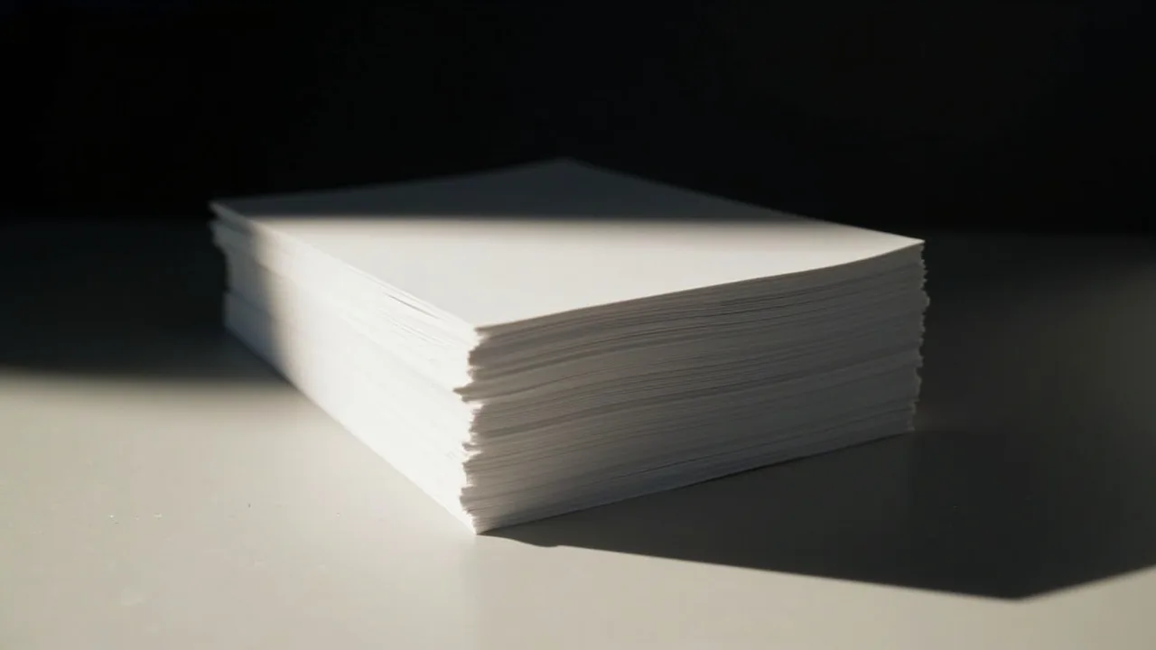 A stack of neatly bound blank course booklets on a light desk.